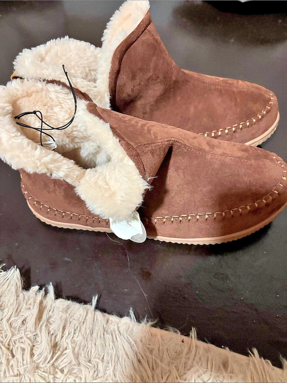 Dearfoams Bootie Faux Fur Booties Brown US 12 NWT